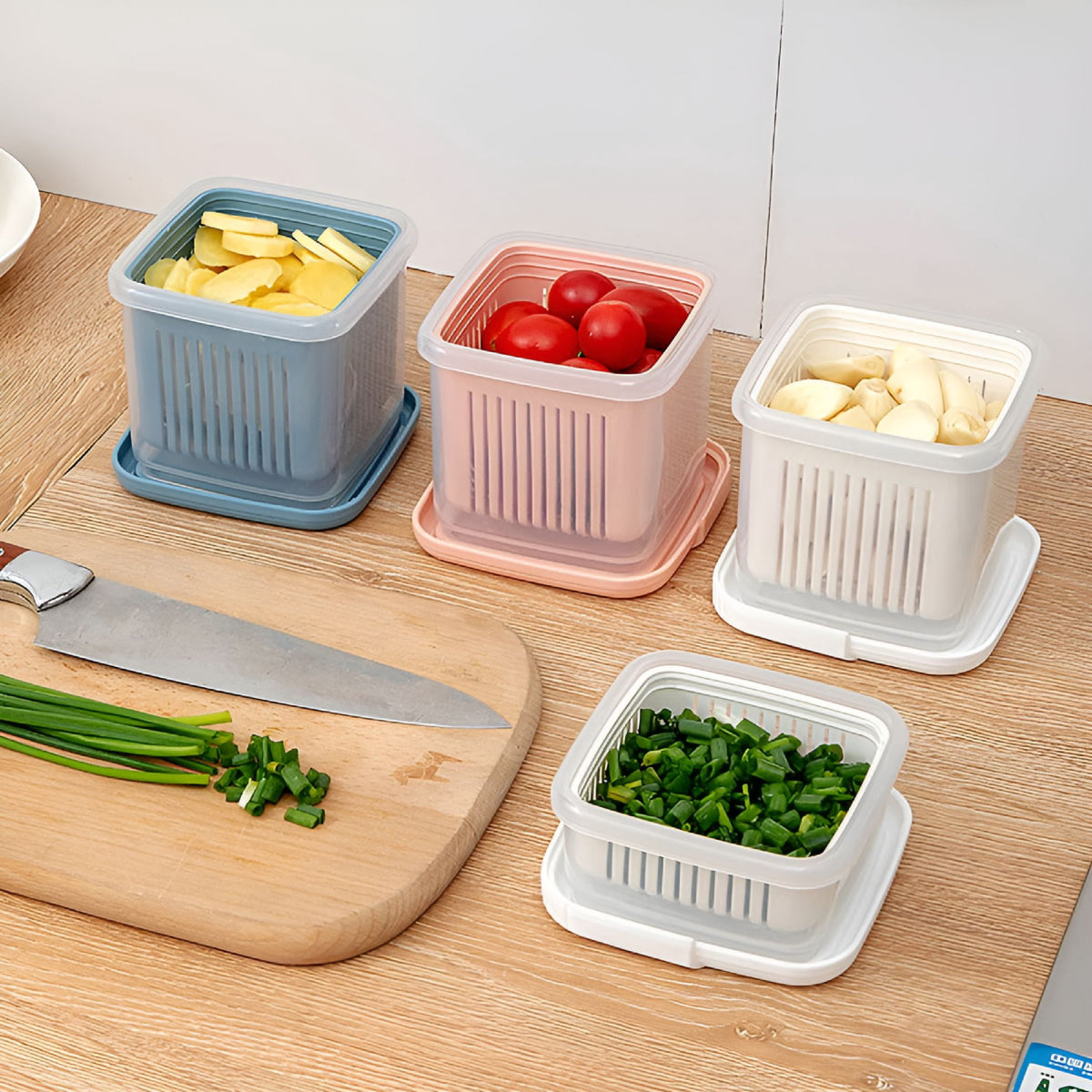 Berry Keeper Container with Colander and Leak-Proof Lid, Large Blue Fridge Produce Saver - Image 4