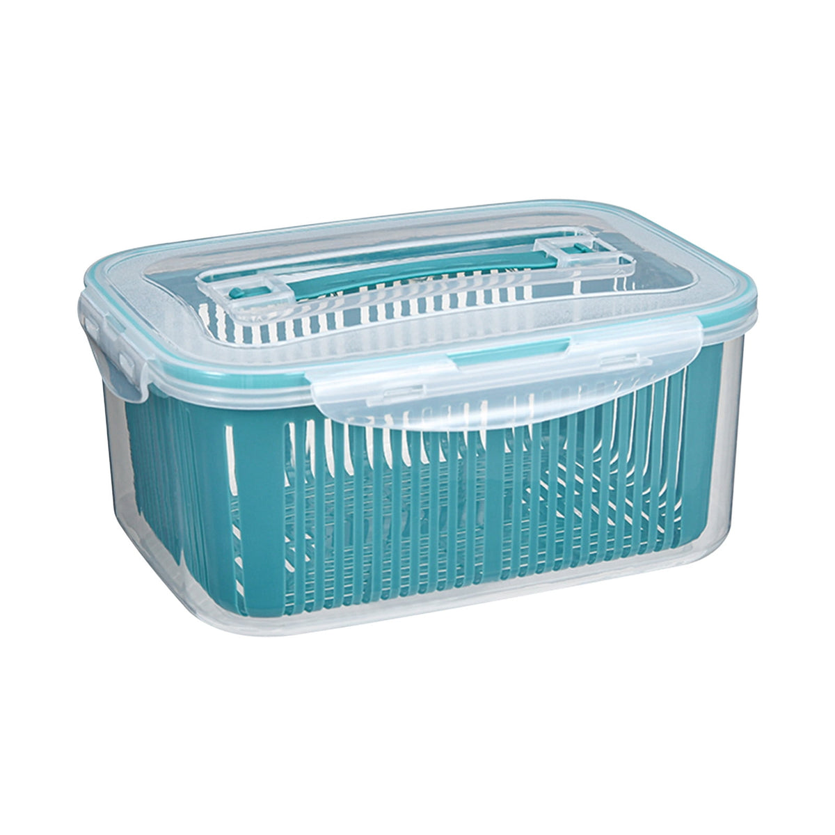 Vented Produce Keeper with Draining Basket, 45.8 oz Fridge Container for Berries, Salad and Vegetables - Image 4
