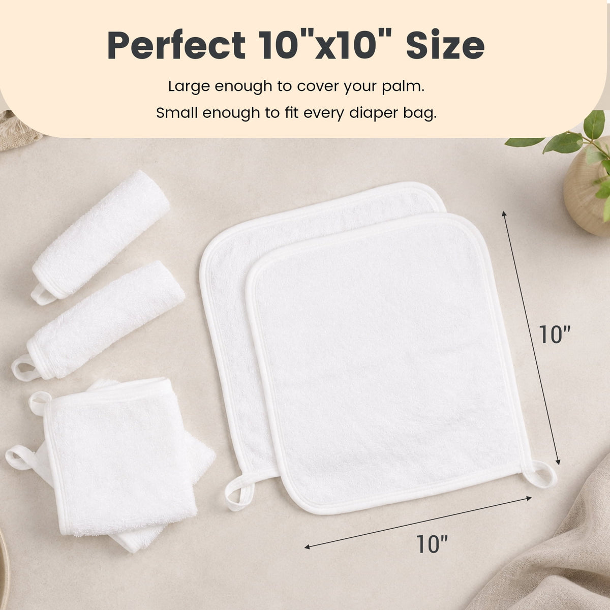 Soft Bamboo Rayon Baby Washcloths, 6-Pack Reusable 10 x 10 Inch Cloths for Bath and Burping - Image 5