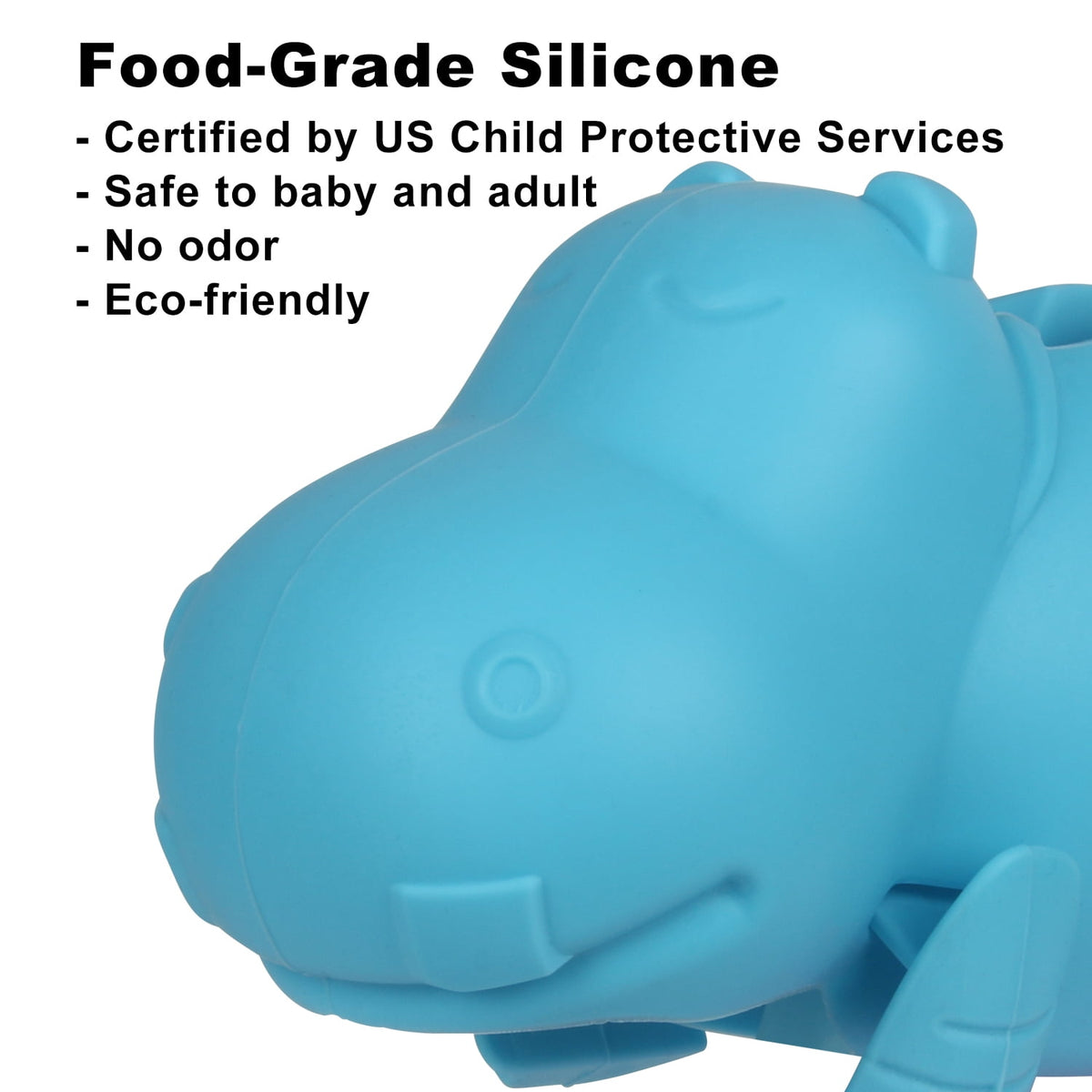 Blue Hippo Bath Spout Cover, Soft Silicone Faucet Guard with Adjustable Strap, Plus 2 Small Bath Toys - Image 4