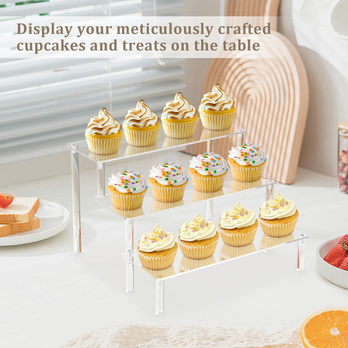 Clear Acrylic Riser Shelf, One-Tier Tabletop Stand for Spices, Snacks and Tableware - Image 6