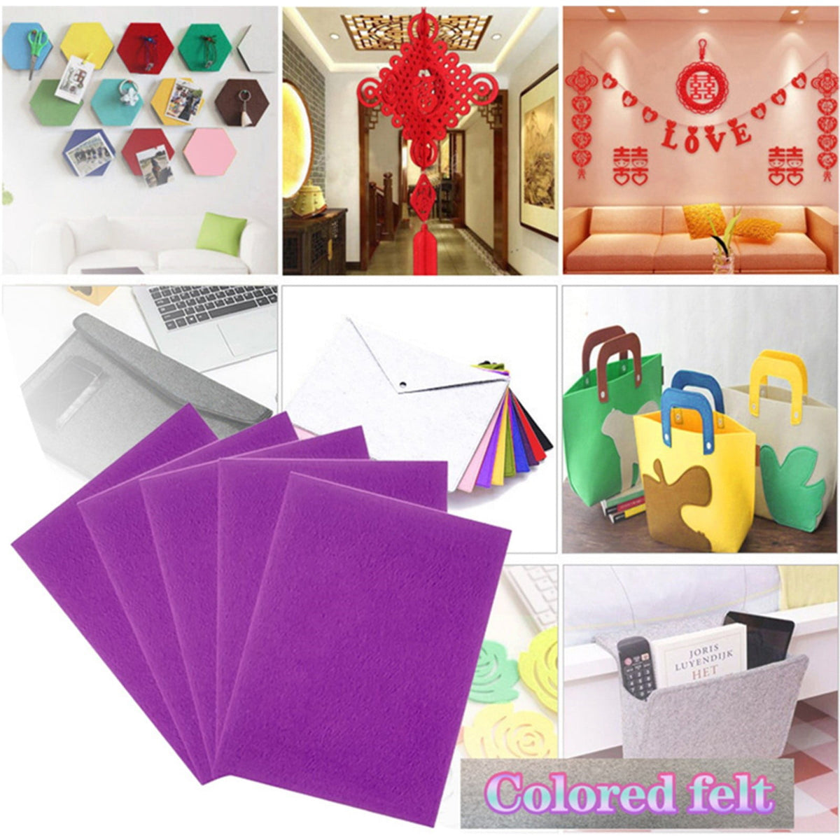 Stiff Felt Sheet in Purple, 9 x 12 Inch Thick Craft Fabric for Sewing, Puppets and DIY Projects - Image 2