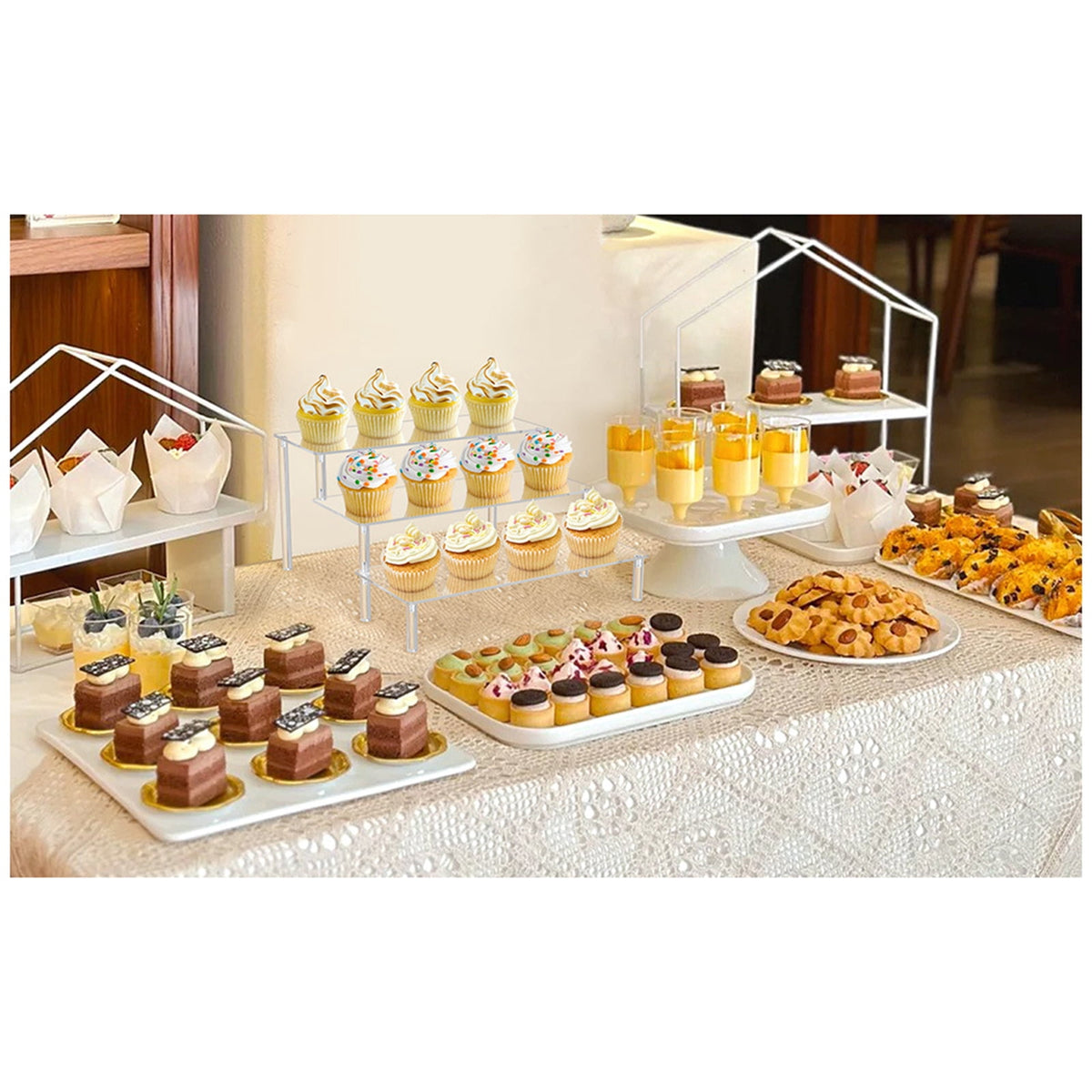 Clear Acrylic Riser Shelf, One-Tier Tabletop Stand for Spices, Snacks and Tableware - Image 4
