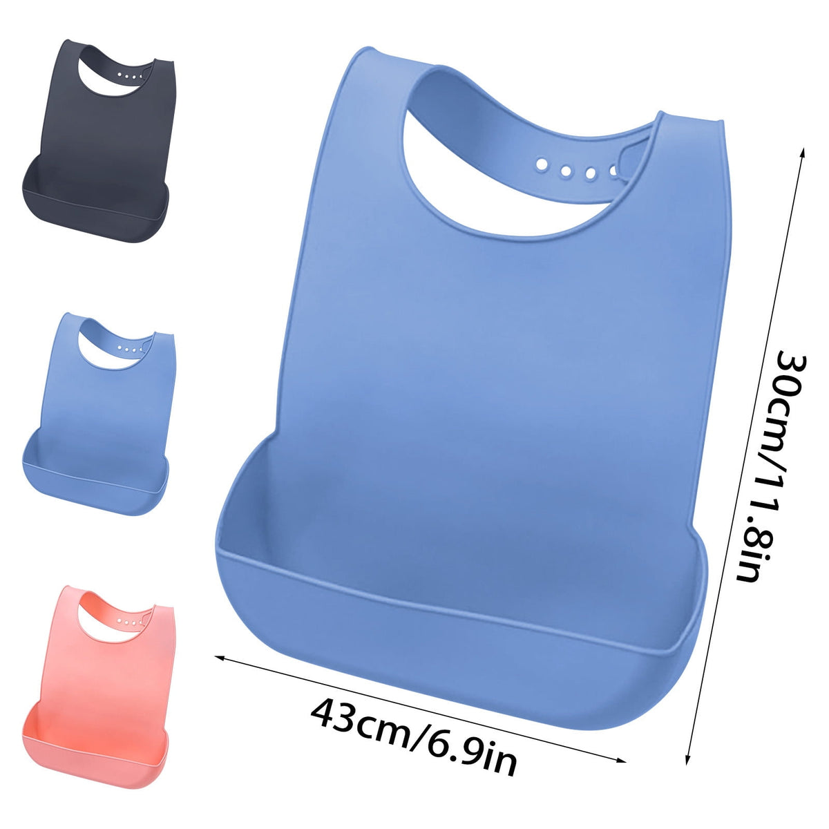 Silicone Dining Bib with Food-Catching Pocket, Soft Washable Feeding Bib for Mess-Free Meals - Image 3