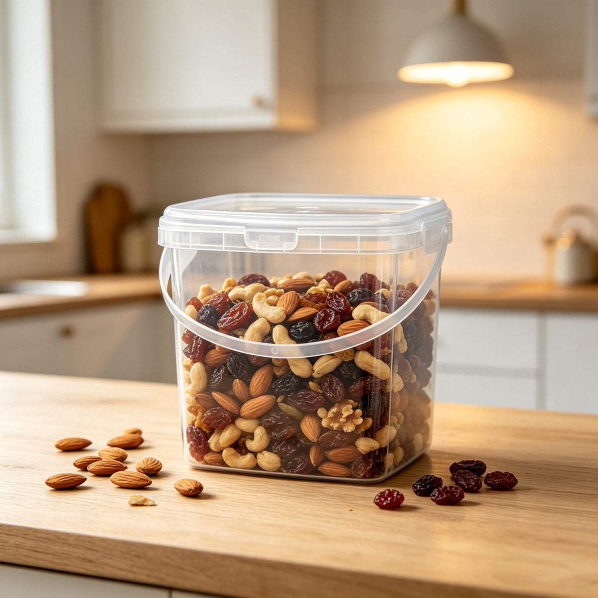 Small Clear Storage Canister with Sealed Lid and Handle, Pantry Container for Snacks and Dry Goods - Image 5