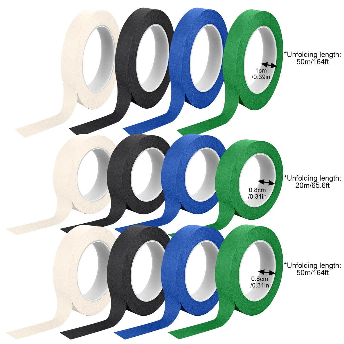 Blue Colored Masking Tape Roll, 8 mm x 50 m Craft Paper Tape for Labeling, Painting and DIY Projects - Image 2