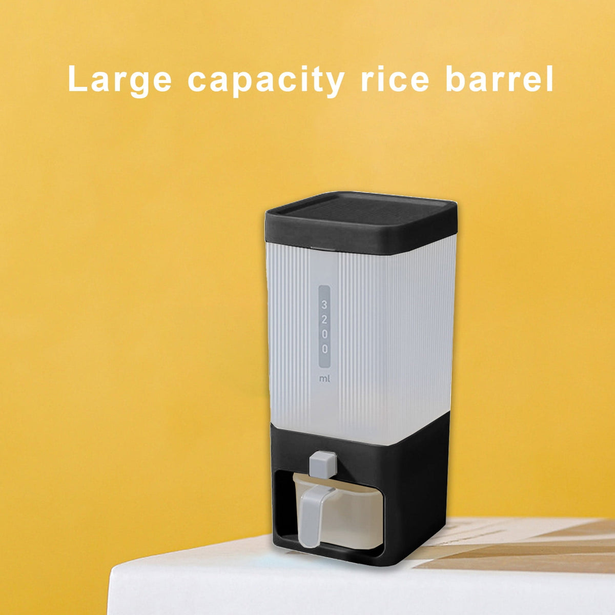 Push-Button Grain Dispenser with Measuring Cylinder, Countertop Container for Rice, Beans and Cereal - Image 5
