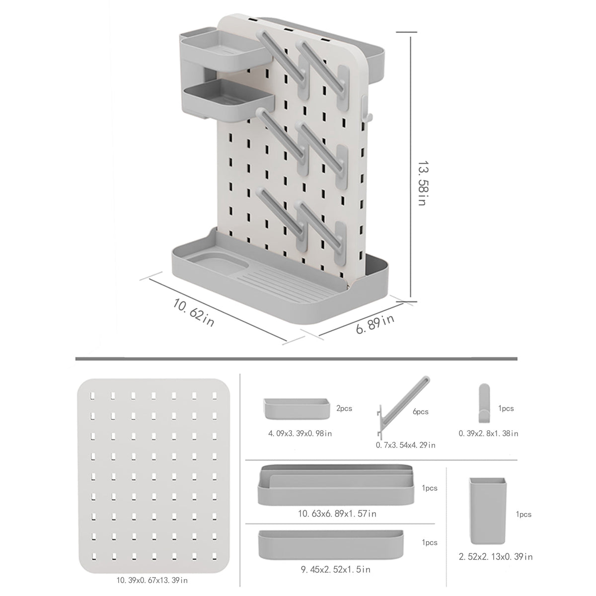 Vertical Baby Bottle Drying Rack with Removable Pegs and Bins, Space-Saving Countertop Organizer, Gray - Image 3