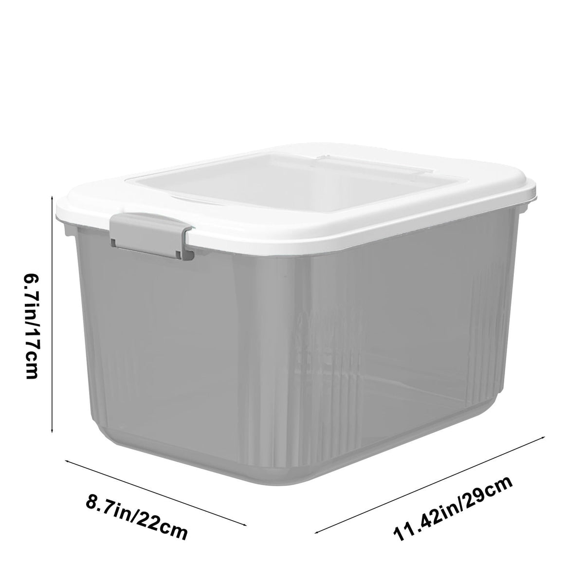 Rice Storage Bin with Lid, White Dry Food Dispenser Holding About 4 lbs of Rice or Cereal - Image 3