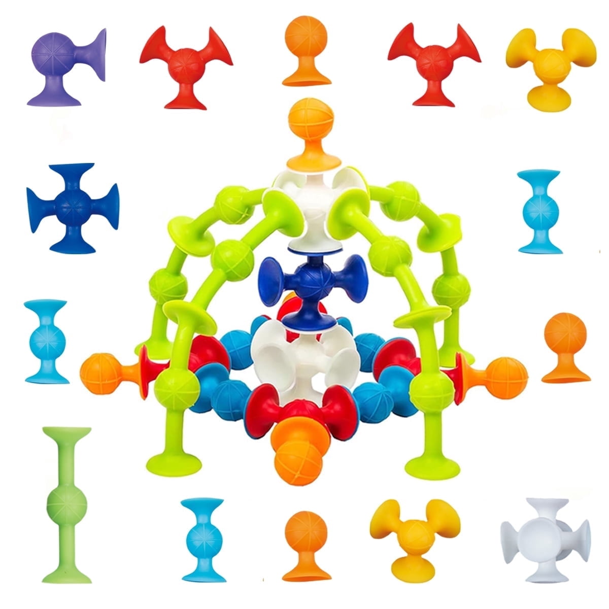 Bath Suction Cup Toy Set, 40 Colorful Shapes for Building and Sticking