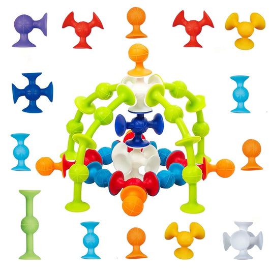 Bath Suction Cup Toy Set, 40 Colorful Shapes for Building and Sticking