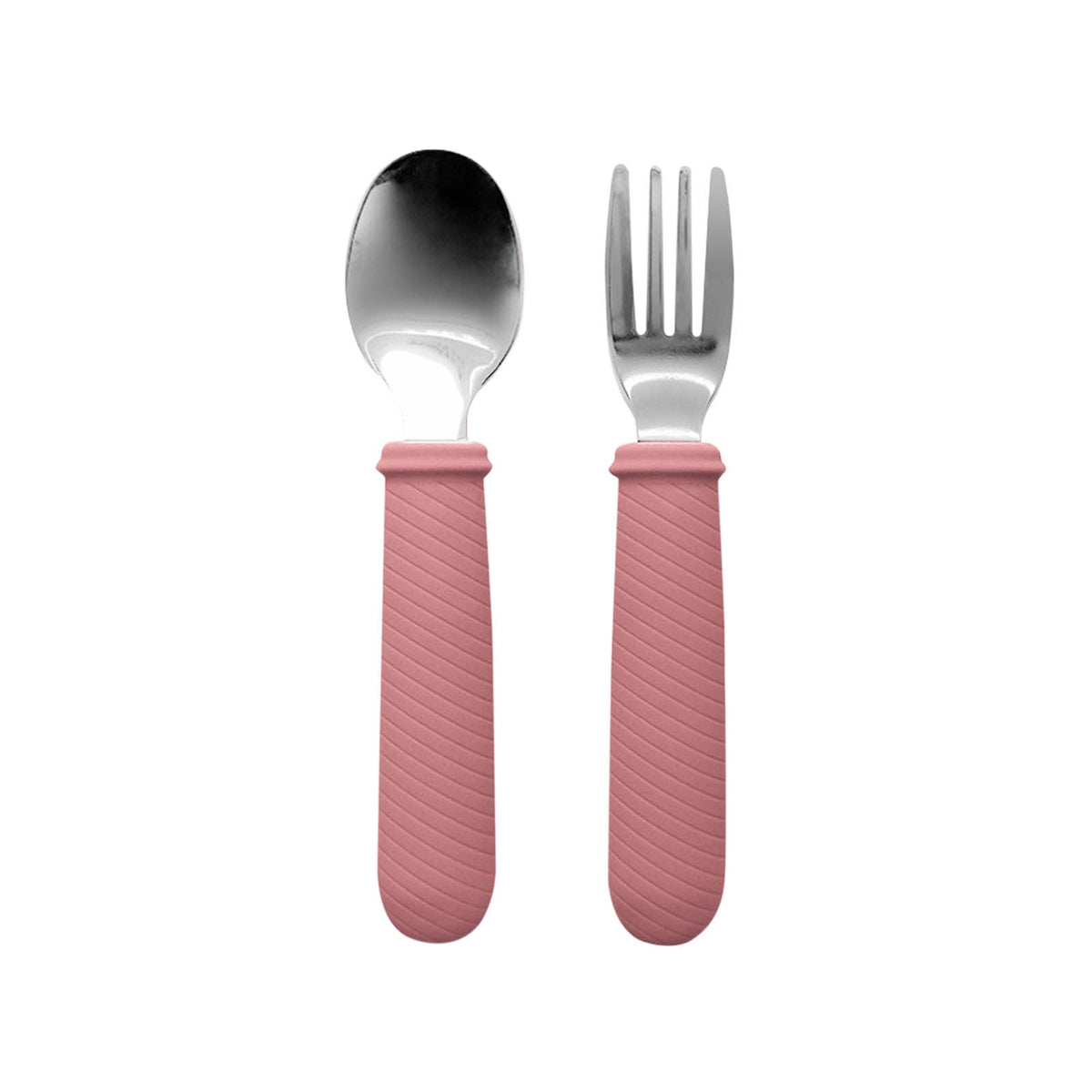 Toddler Fork and Spoon Set with Soft Silicone Grips, 2 Pieces for Self-Feeding from 12 Months