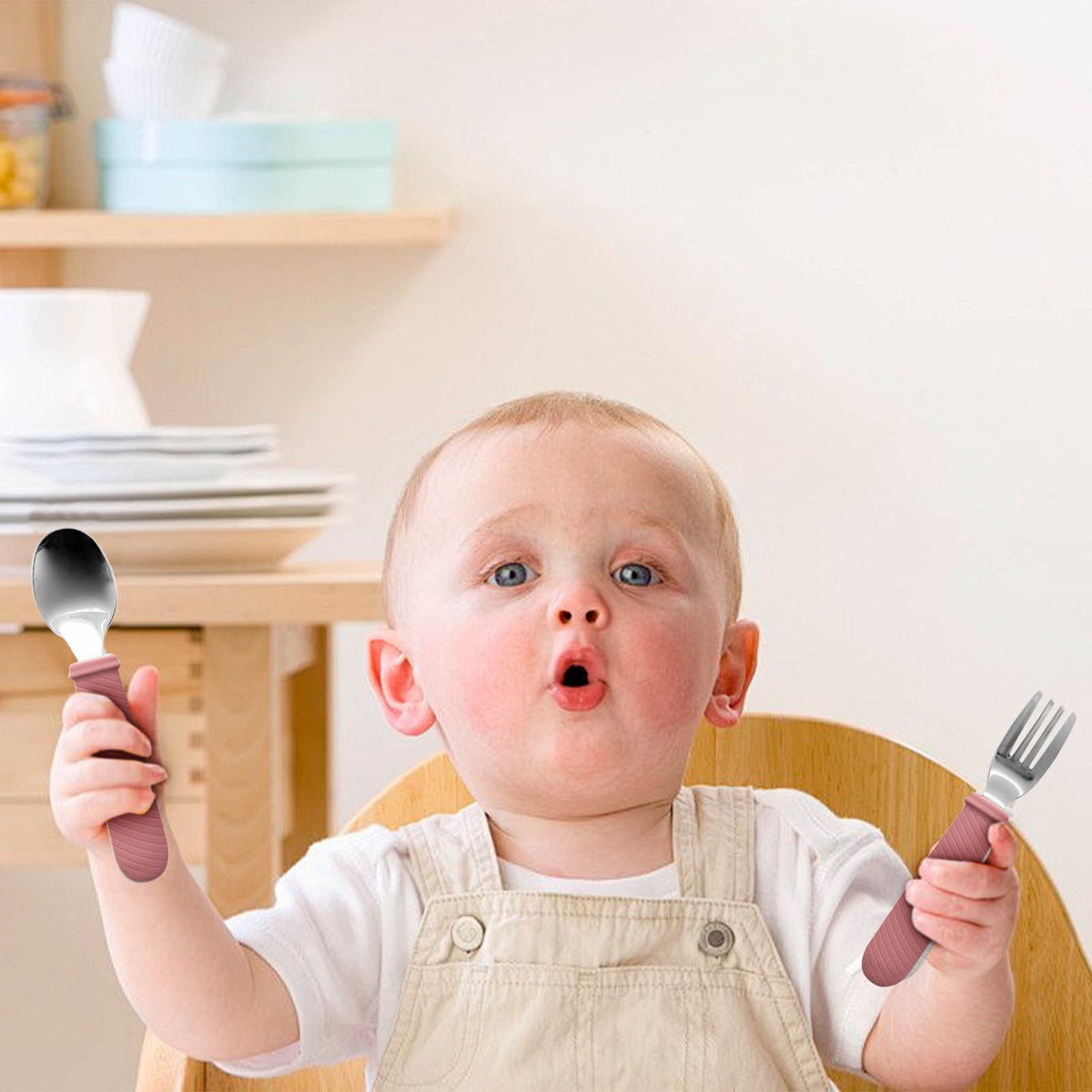 Toddler Fork and Spoon Set with Soft Silicone Grips, 2 Pieces for Self-Feeding from 12 Months - Image 5
