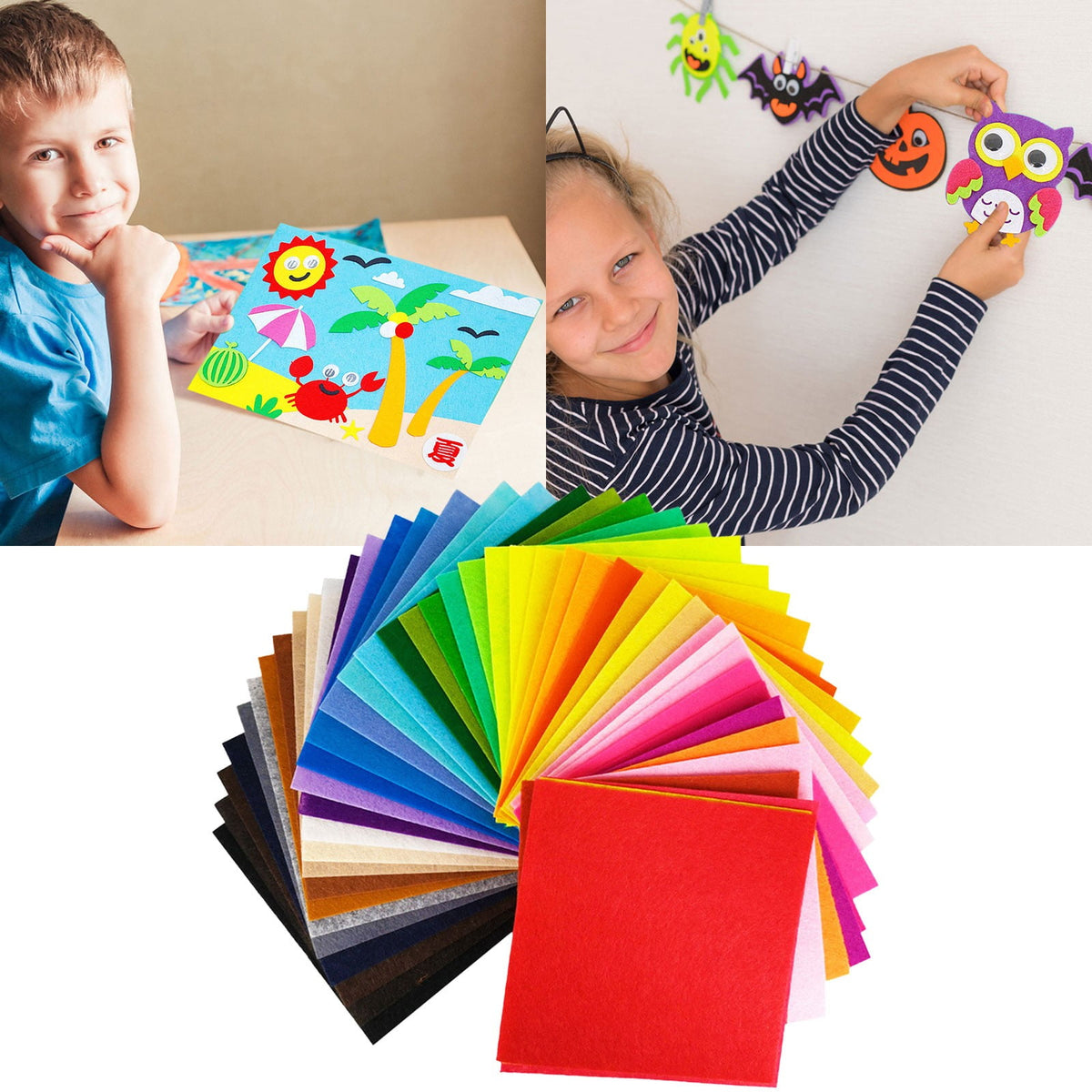Soft Nonwoven Felt Squares, 40 Assorted Color Sheets 5.9 x 5.9 Inches for Sewing and Kids Crafts - Image 2