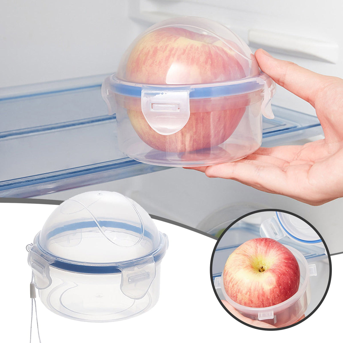 Round Produce Keeper for Onions, Tomatoes and Lemons, Compact Fridge Storage Container - Image 2