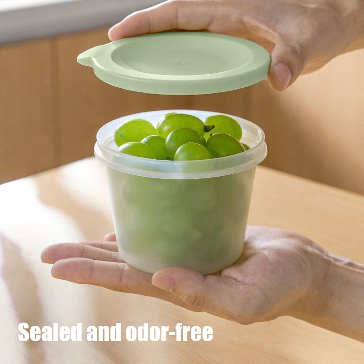 Small Green Snack and Fruit Box with Secure Lid, Portable Leak-Resistant Container for Lunches - Image 4