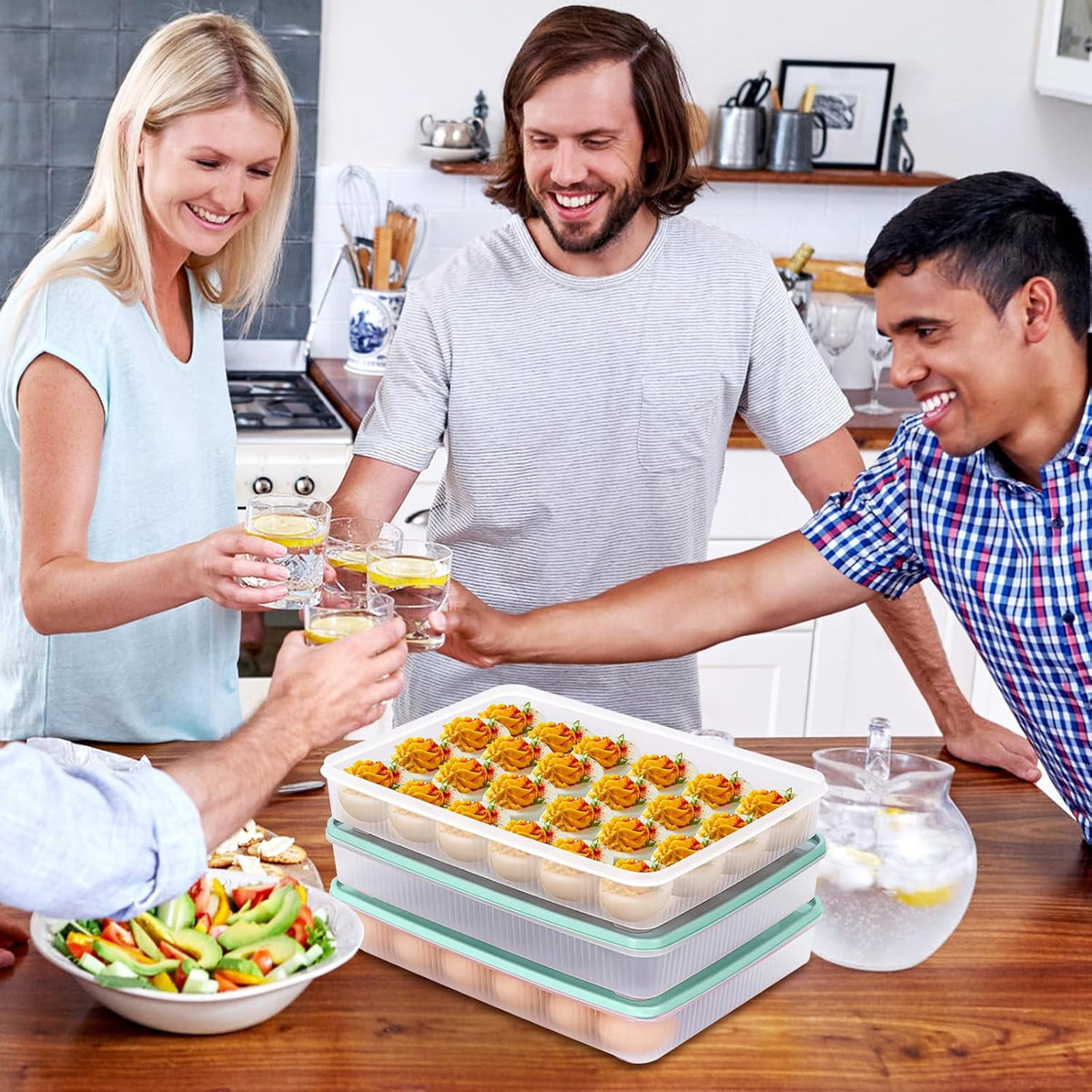 Foldable Egg Carrier with Lid for 24 Eggs, Portable Deviled Egg Holder for Fridge and Parties - Image 5