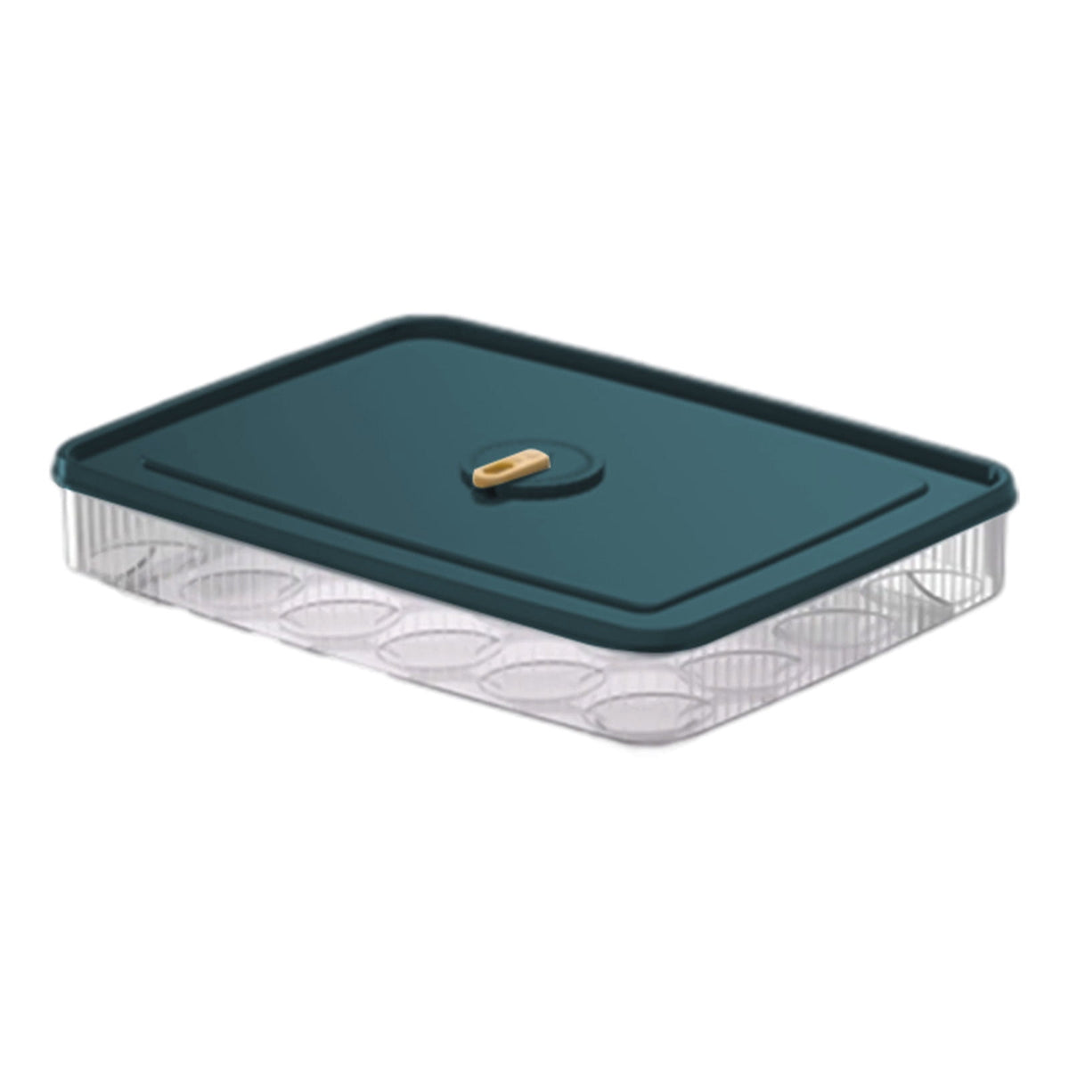 Egg Holder with Lid for 24 Eggs, Stackable Clear Refrigerator Egg Tray in Blue