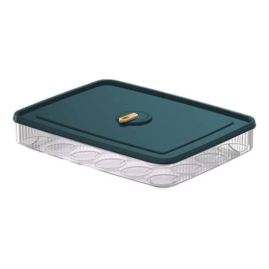Egg Holder with Lid for 24 Eggs, Stackable Clear Refrigerator Egg Tray in Blue