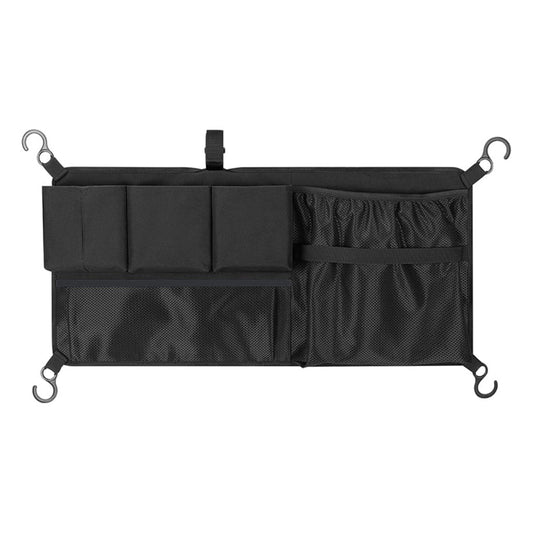 Wagon Cargo Net Organizer with Mesh Pockets, Foldable 600D Storage Net for Family Outings, Black