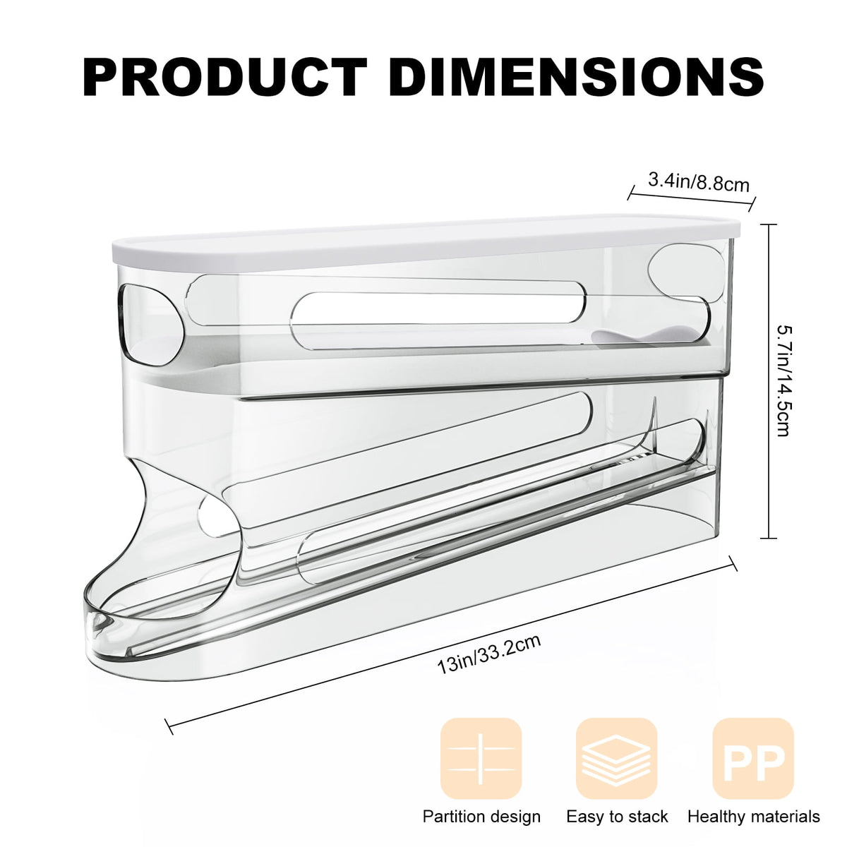 Rolling Egg Dispenser for the Fridge, Two-Tier Space-Saving Egg Organizer Holding 12 Eggs - Image 2