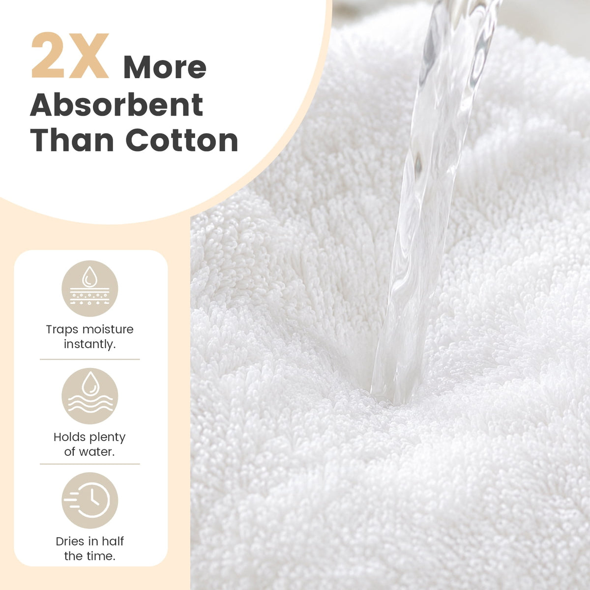 Soft Bamboo Rayon Baby Washcloths, 6-Pack Reusable 10 x 10 Inch Cloths for Bath and Burping - Image 3