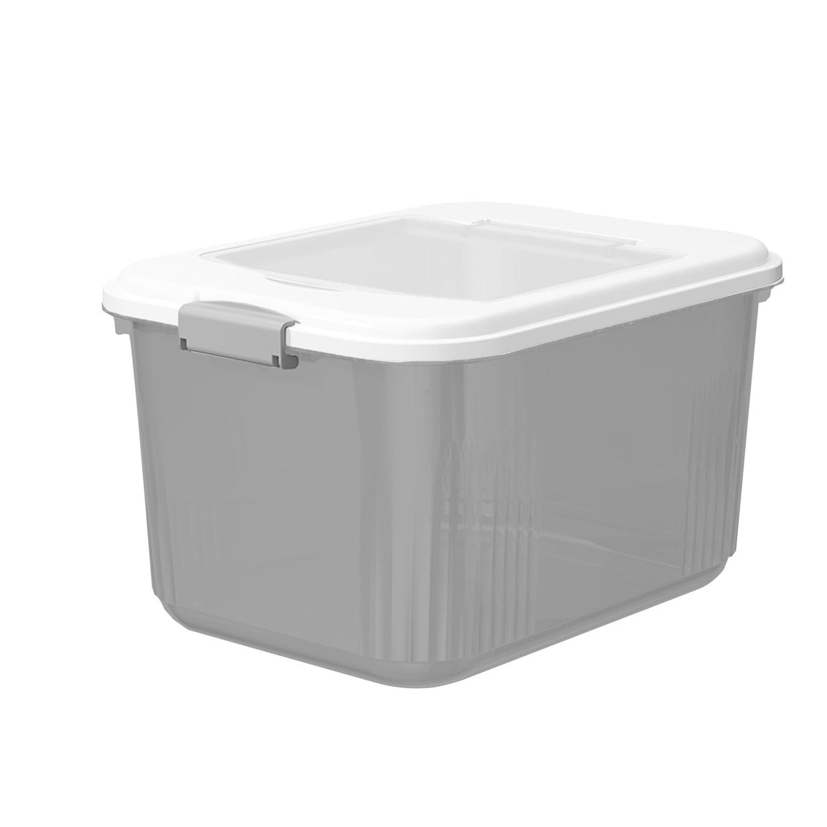 Rice Storage Bin with Lid, White Dry Food Dispenser Holding About 4 lbs of Rice or Cereal