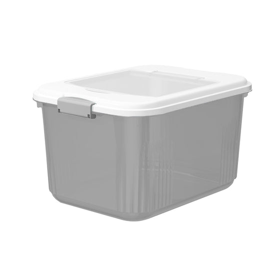 Rice Storage Bin with Lid, White Dry Food Dispenser Holding About 4 lbs of Rice or Cereal