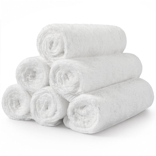 Soft Bamboo Rayon Baby Washcloths, 6-Pack Reusable 10 x 10 Inch Cloths for Bath and Burping