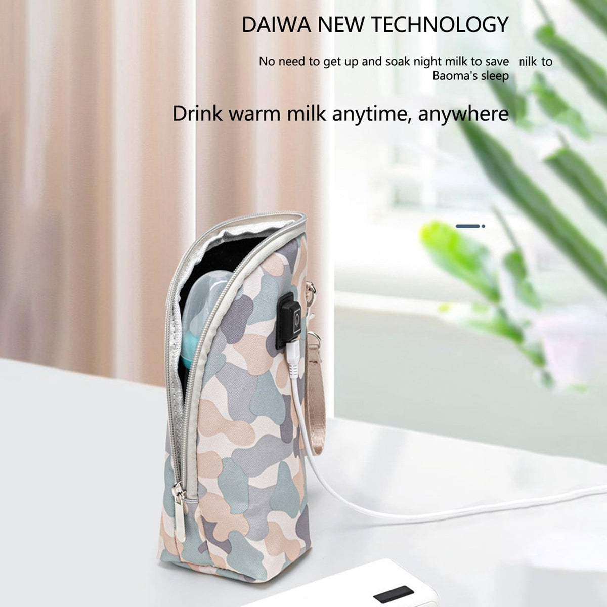 USB Bottle Warmer Sleeve with 3 Temperature Settings, Portable Insulated Travel Bag for Milk Bottles - Image 3
