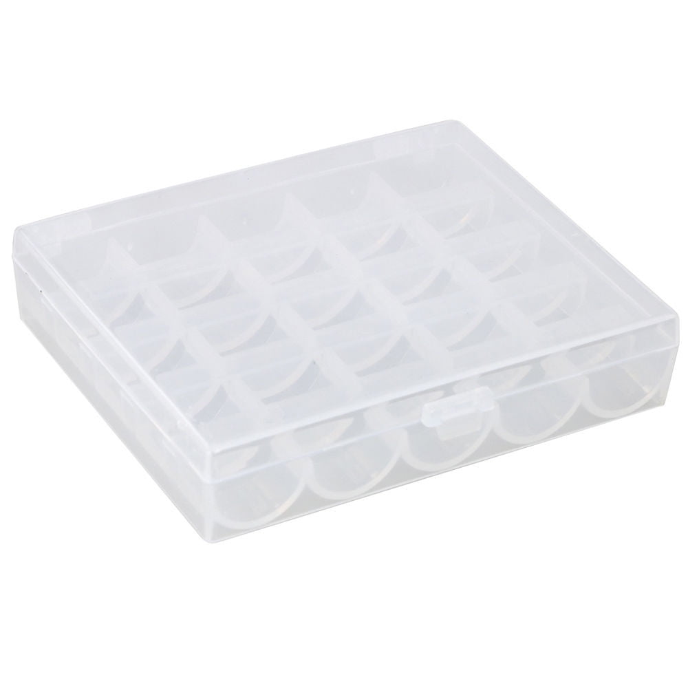 Clear Bobbin Storage Case with 25 Slots, Compact Organizer for Sewing Machine Bobbins