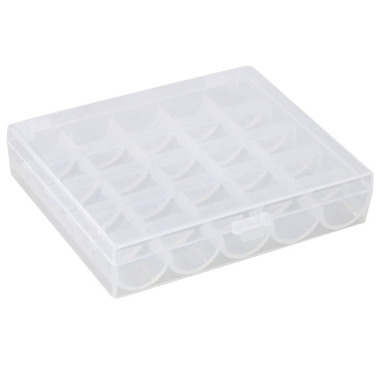 Clear Bobbin Storage Case with 25 Slots, Compact Organizer for Sewing Machine Bobbins