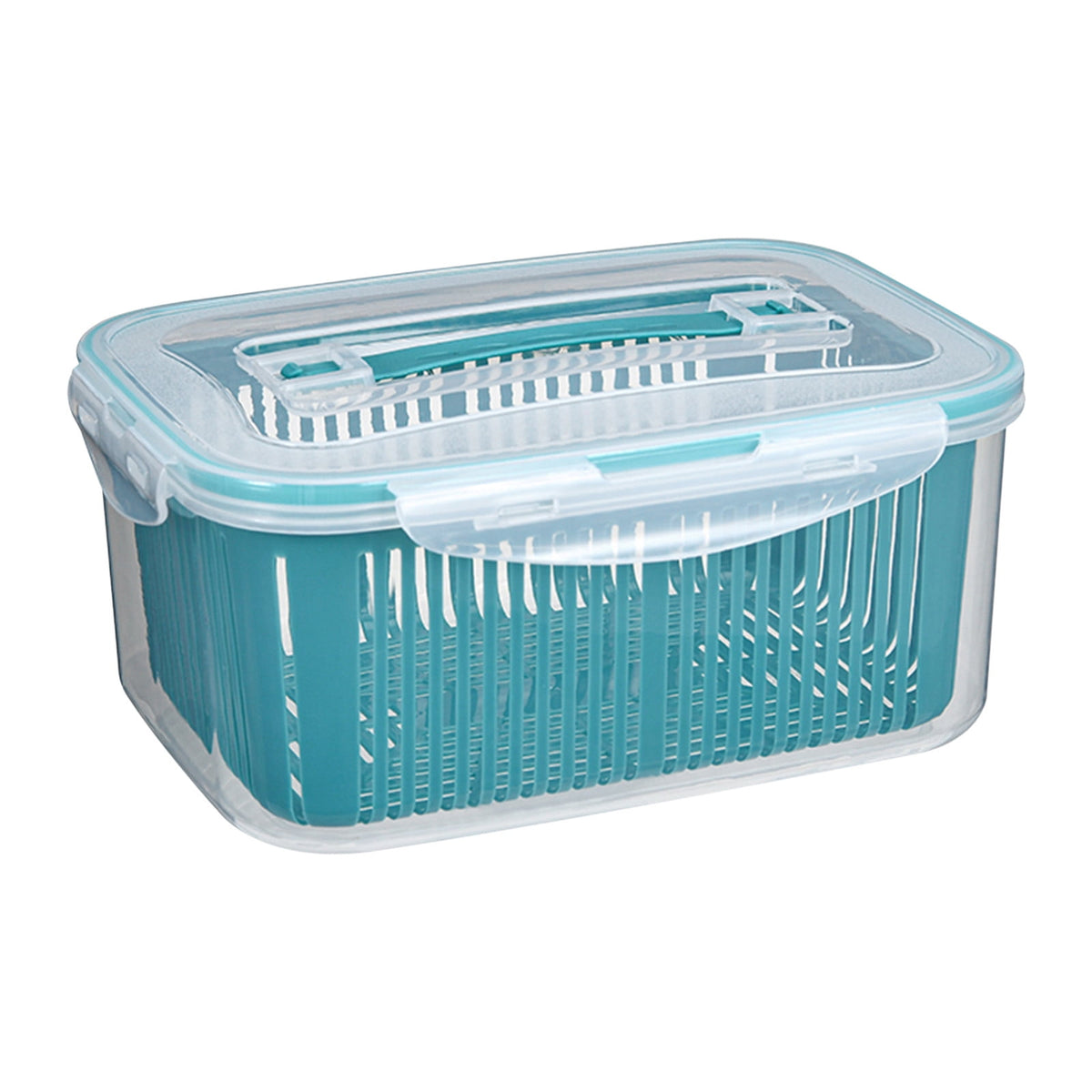 Vented Produce Keeper with Draining Basket, 45.8 oz Fridge Container for Berries, Salad and Vegetables - Image 5