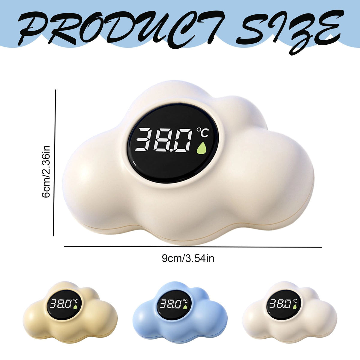 Floating Cloud Bath Thermometer with Digital Display and Color Indicator for Baby Bath Water, Yellow - Image 3