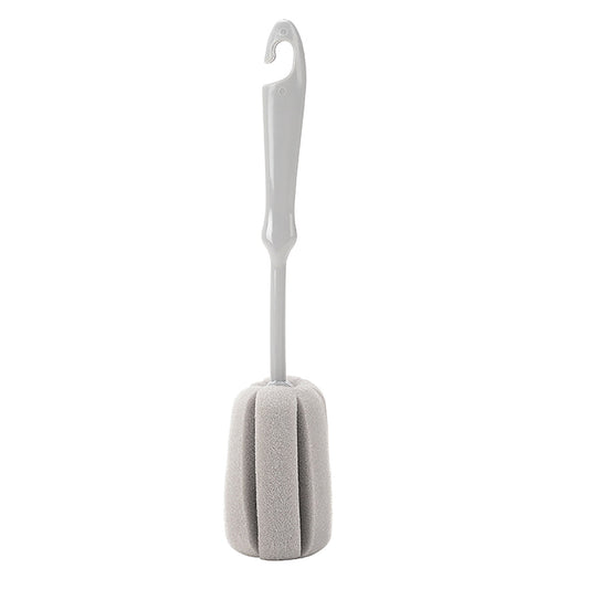 Long-Handle Sponge Bottle Brush with 360° Rotating Head, Gray