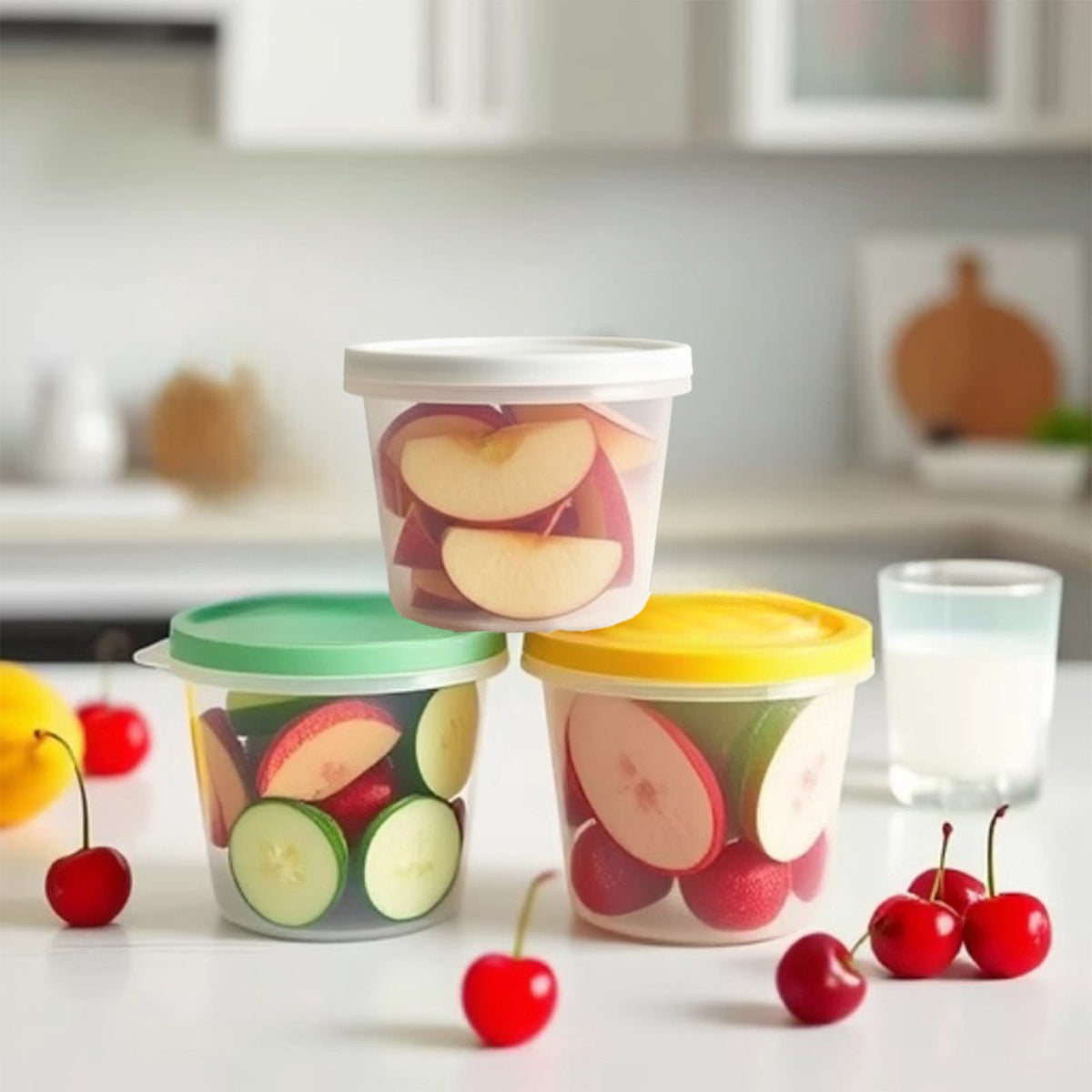 Small Green Snack and Fruit Box with Secure Lid, Portable Leak-Resistant Container for Lunches - Image 2