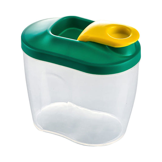 Airtight Cereal Container with Pouring Spout, 1 L (34 oz) Green Dry Food Canister, 4.7 x 3.3 x 5.5 in