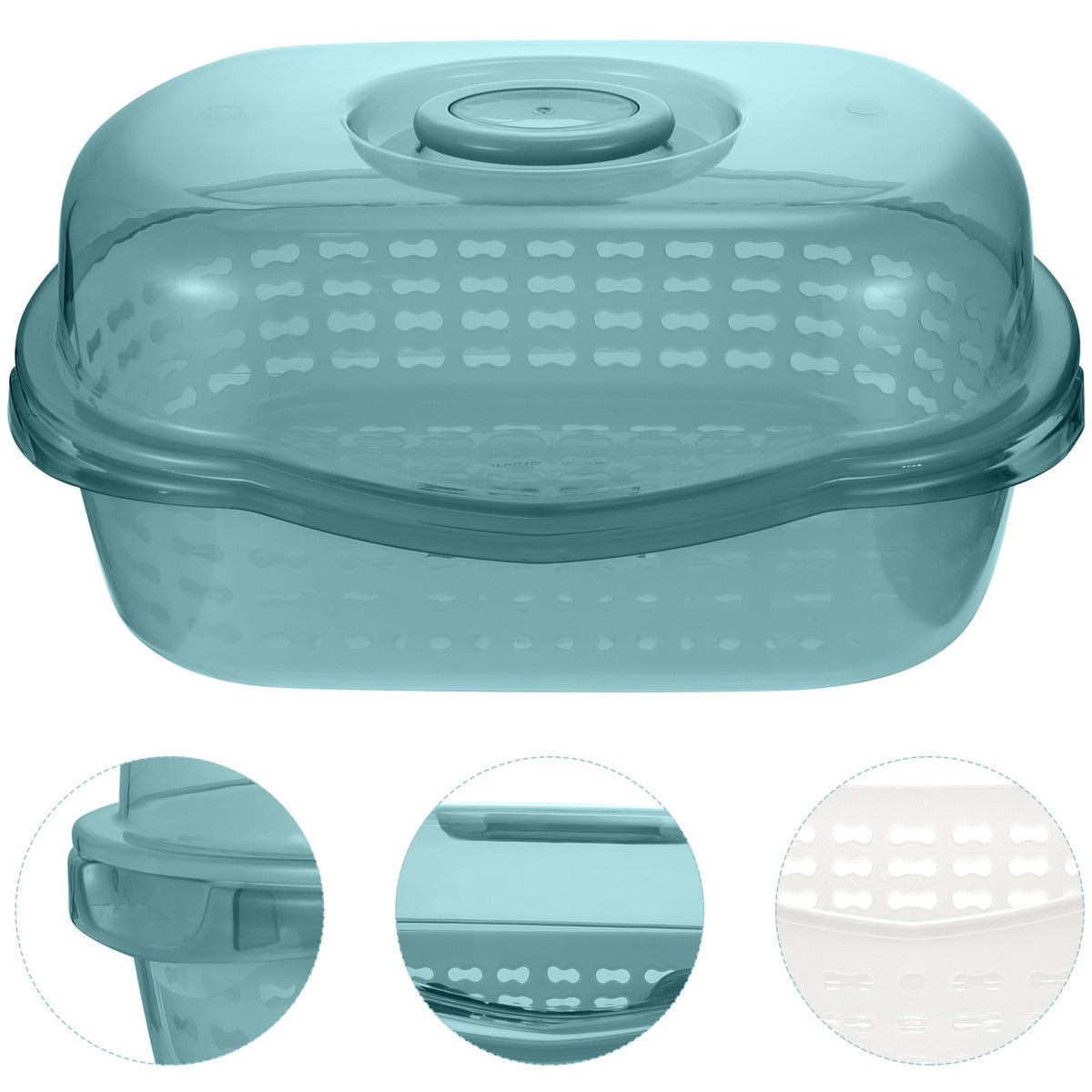 Double-Layer Drain Basket with Translucent Lid and Handle, Storage Bin for Bottles, Dishes and Produce - Image 3