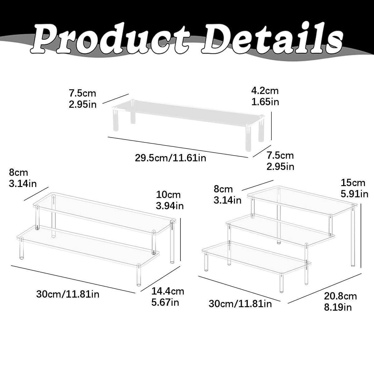 Clear Acrylic Riser Shelf, One-Tier Tabletop Stand for Spices, Snacks and Tableware - Image 3