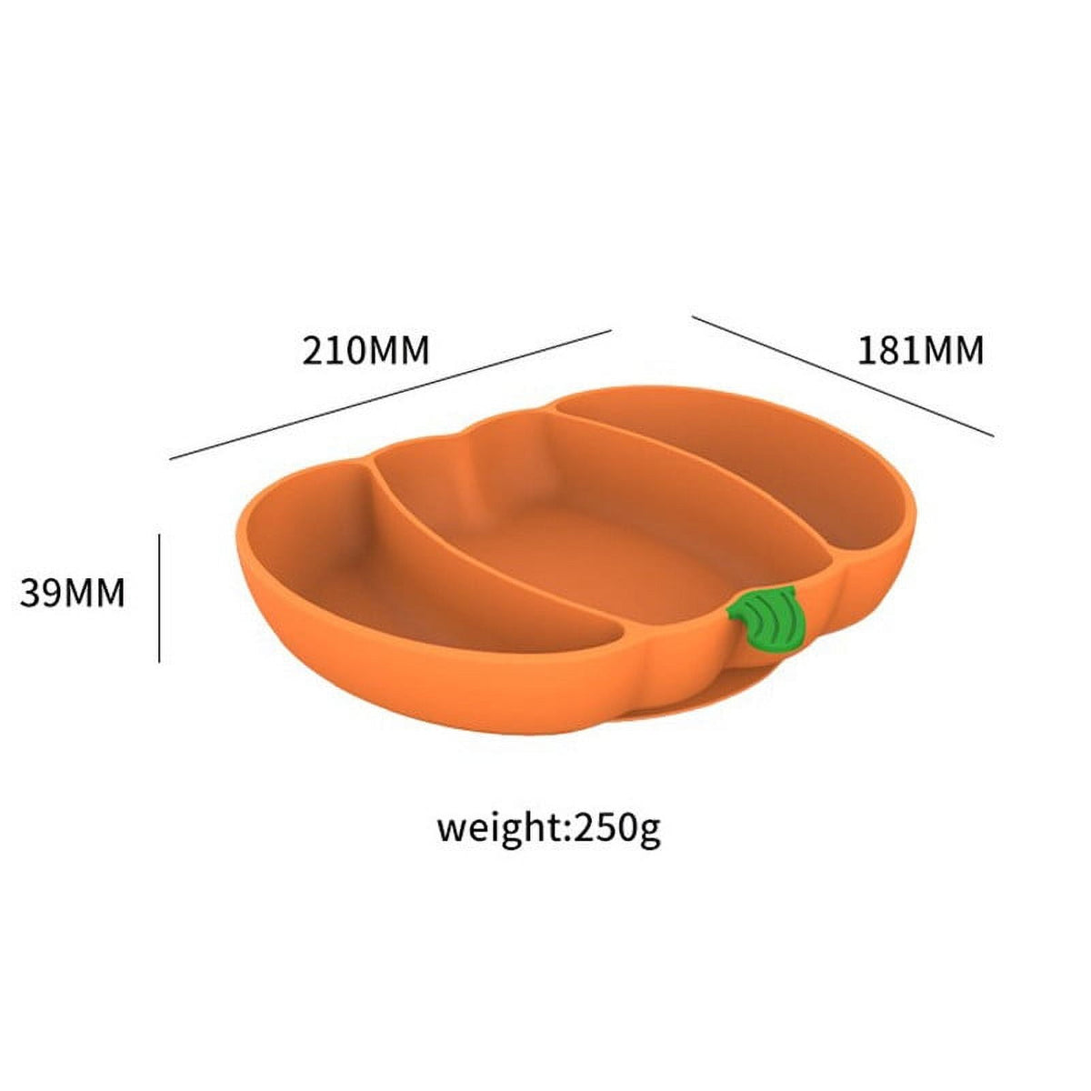 Pumpkin-Shaped Silicone Divided Plate with Suction Base for Toddlers and Kids, Orange - Image 5