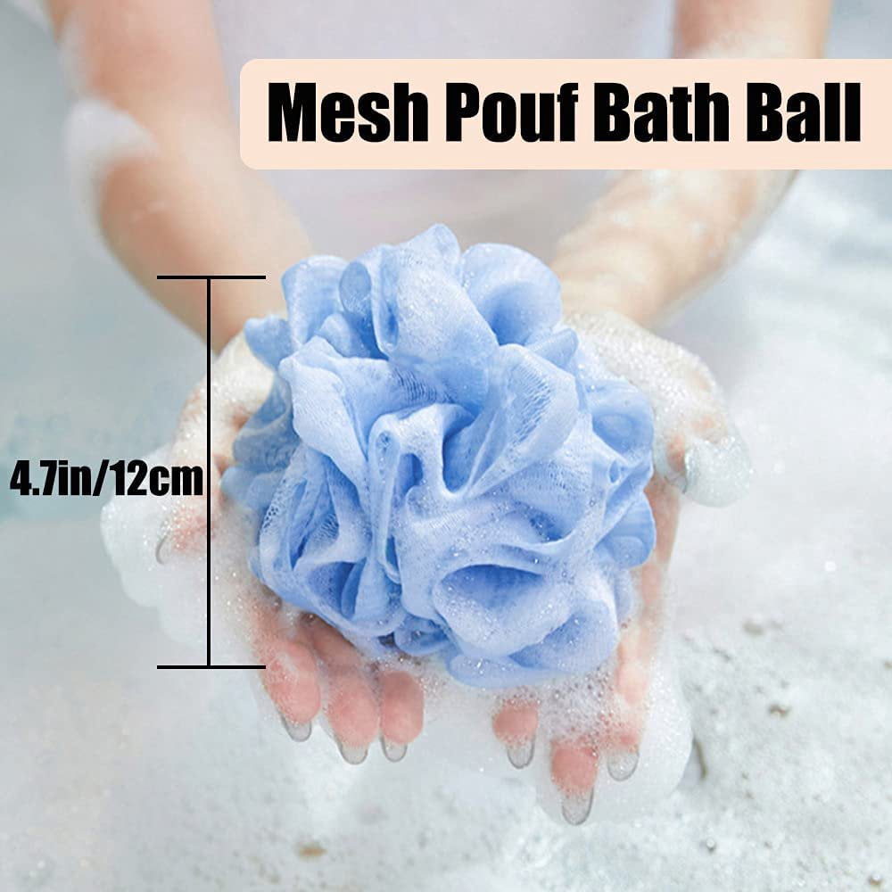 Small Mesh Bath Sponges for Kids, 10-Pack Colorful Shower Poufs with Cotton Hanging Rope - Image 3
