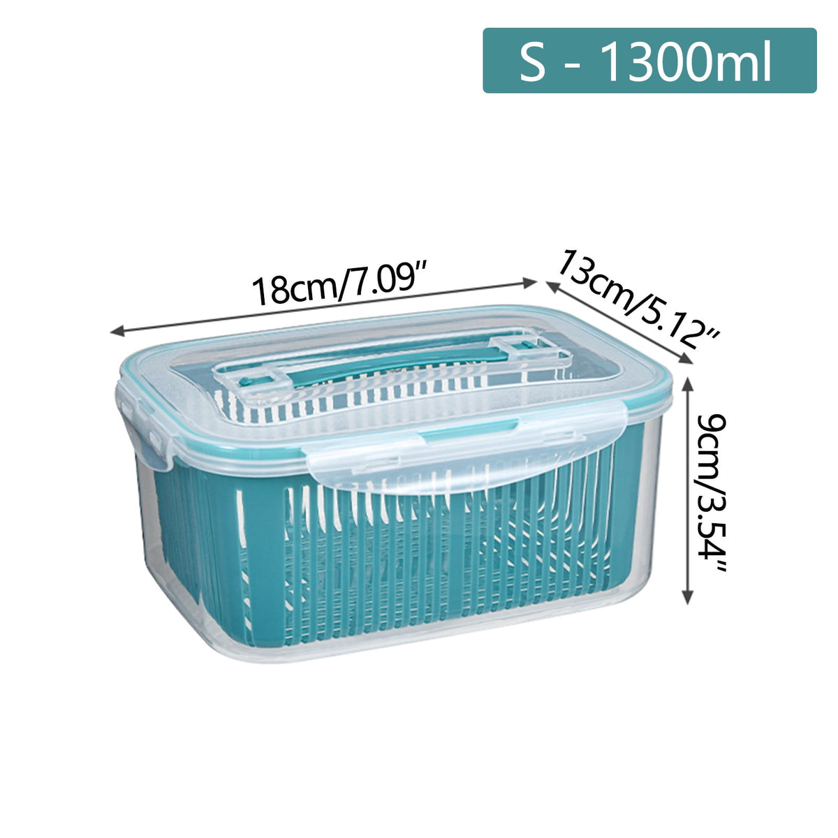 Vented Produce Keeper with Draining Basket, 45.8 oz Fridge Container for Berries, Salad and Vegetables - Image 3
