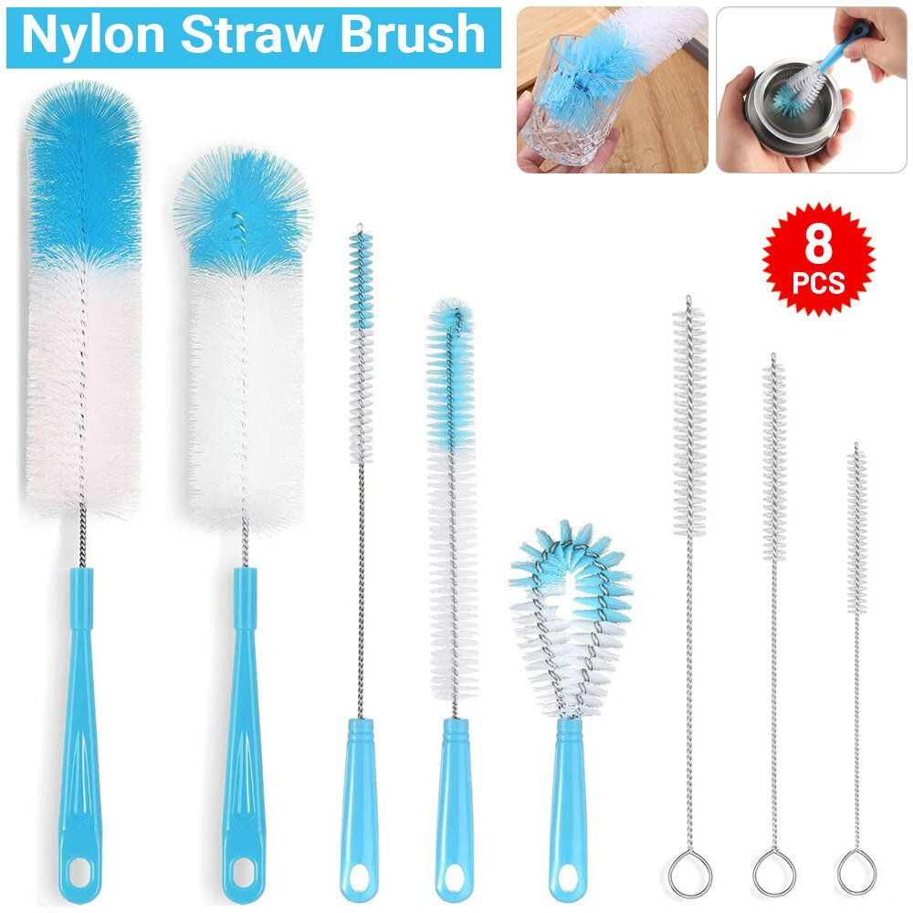 Bottle Brush Set of 8 with Long Handles for Baby Bottles, Straws, Flasks and Narrow-Neck Bottles - Image 2