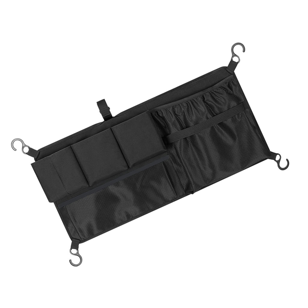 Wagon Cargo Net Organizer with Mesh Pockets, Foldable 600D Storage Net for Family Outings, Black - Image 2