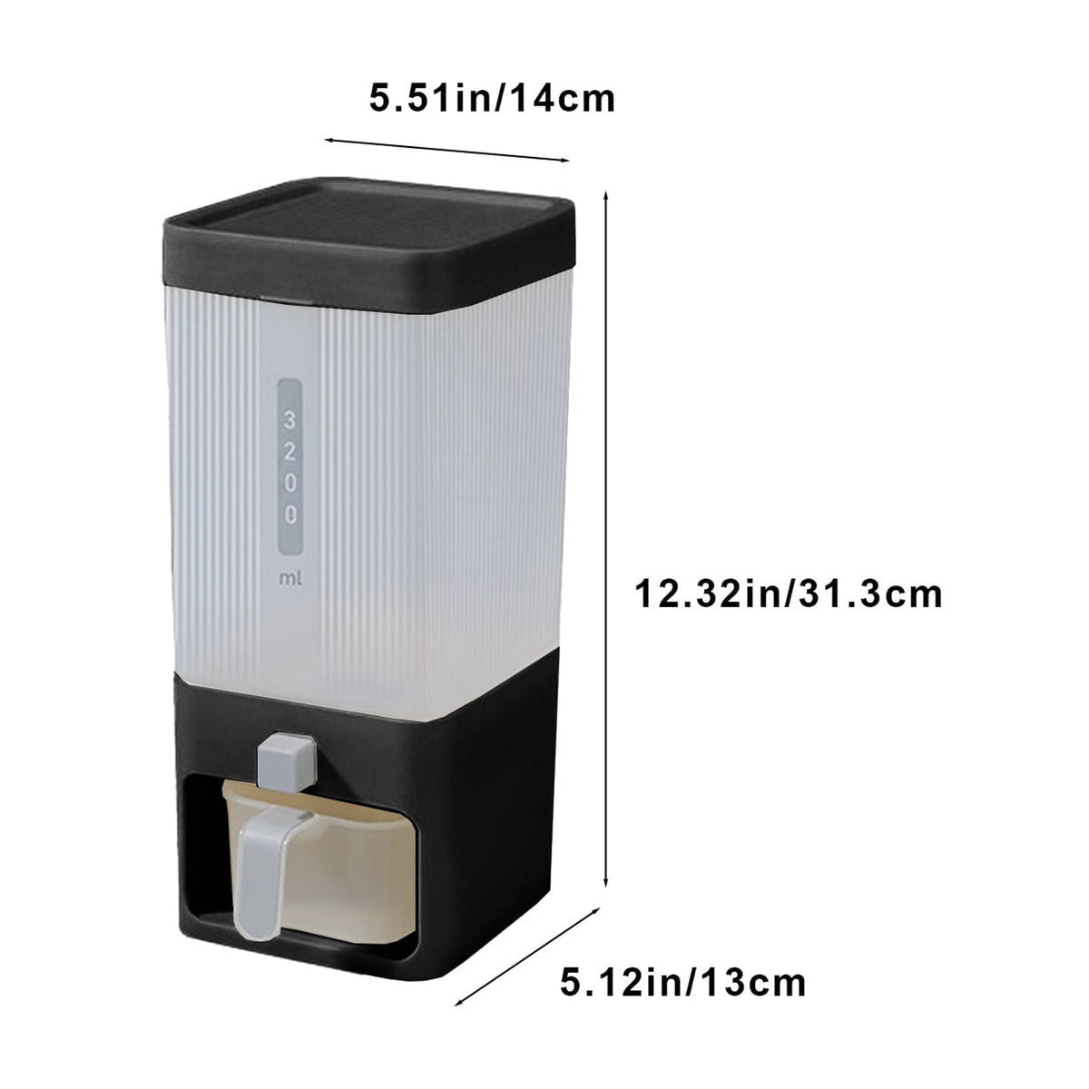 Push-Button Grain Dispenser with Measuring Cylinder, Countertop Container for Rice, Beans and Cereal - Image 3