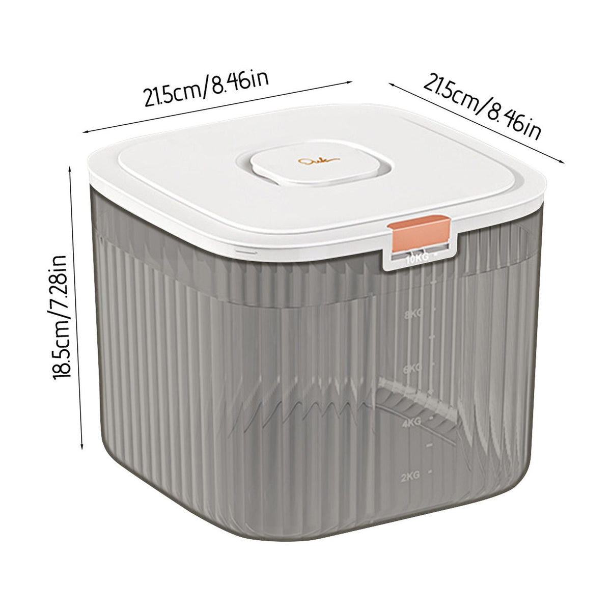 Airtight Grain Dispenser with Flip Lid and Measuring Cup, 10 L Gray Container for Rice, Cereal and Flour - Image 3
