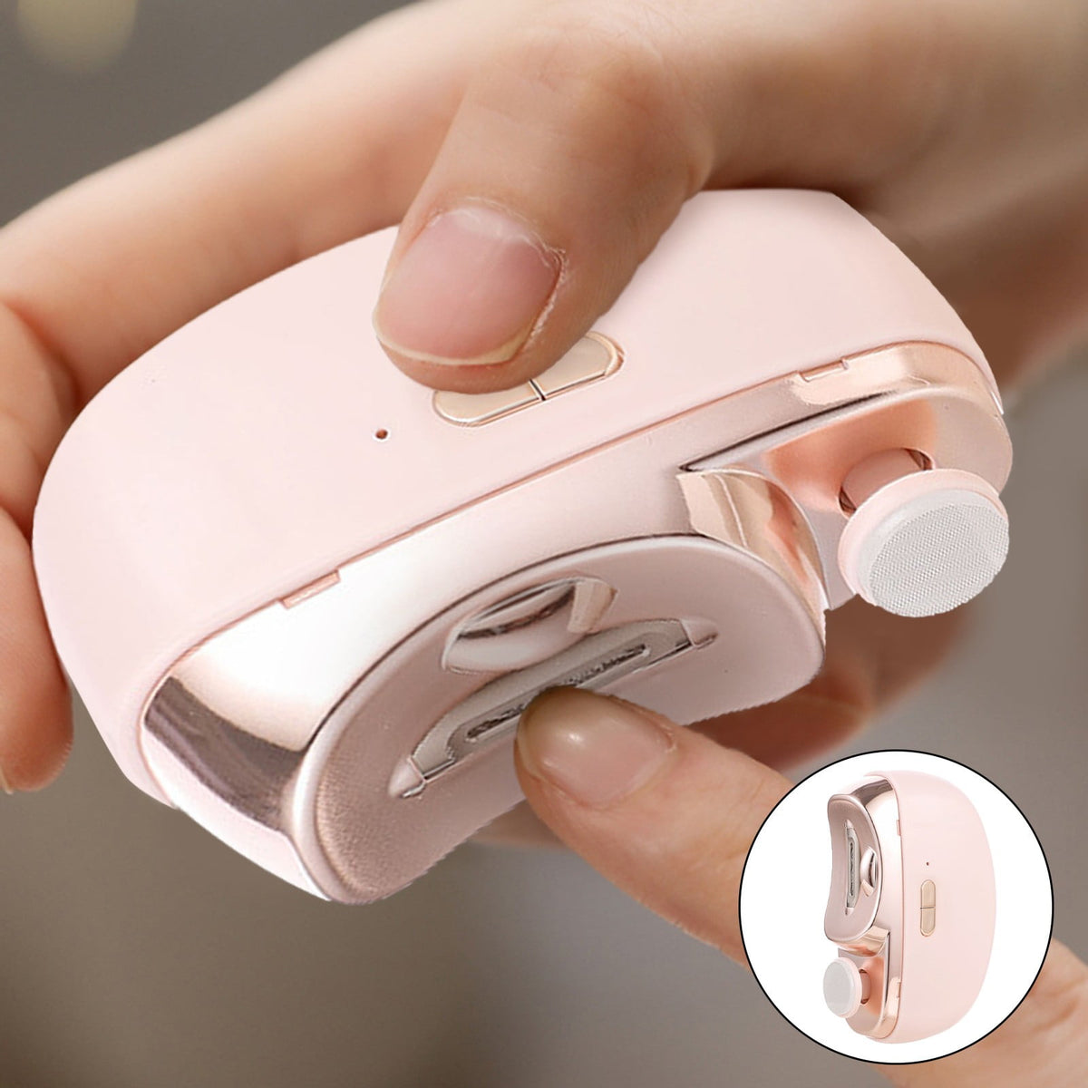 Electric Nail Trimmer with Light, USB Rechargeable 2-in-1 Nail Clipper and File for the Whole Family, Pink - Image 2