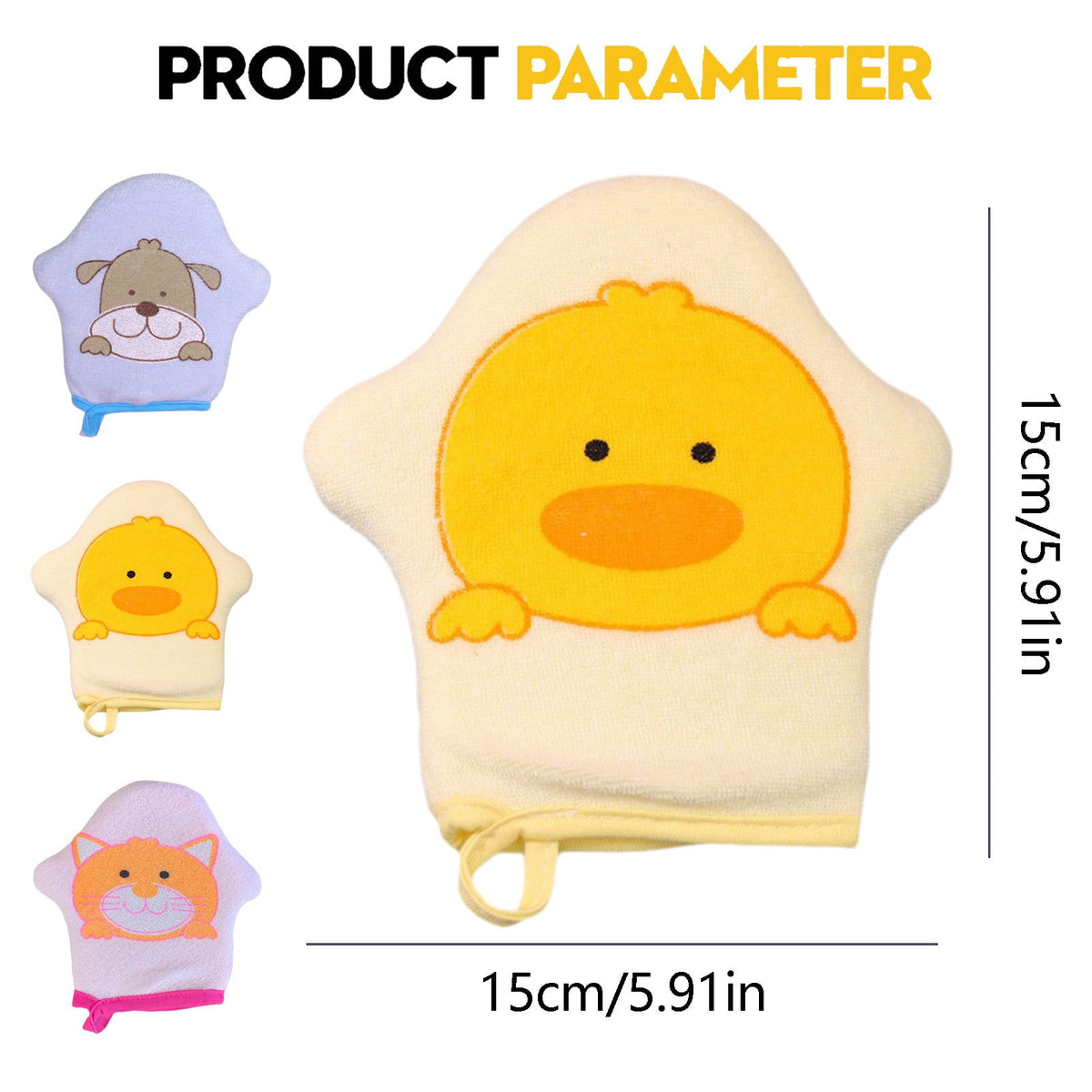 Kids Bath Mitt with Printed Pattern and Foam Scrubber Balls, Soft Washcloth Glove for Toddlers - Image 3
