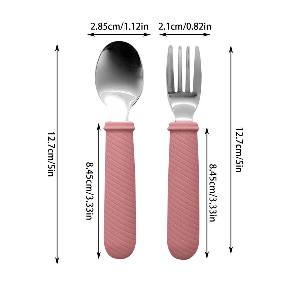 Toddler Fork and Spoon Set with Soft Silicone Grips, 2 Pieces for Self-Feeding from 12 Months - Image 4