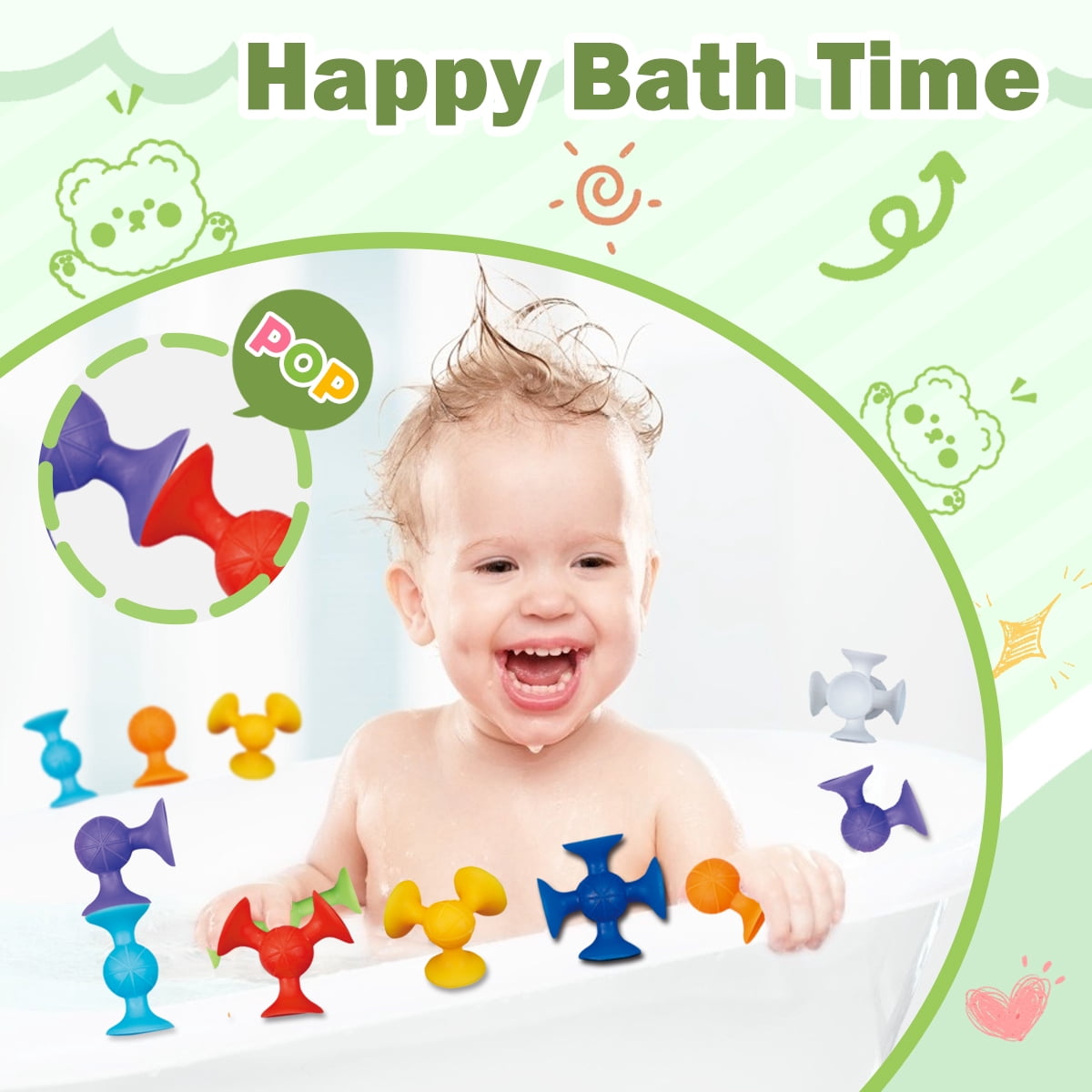 Bath Suction Cup Toy Set, 40 Colorful Shapes for Building and Sticking - Image 2